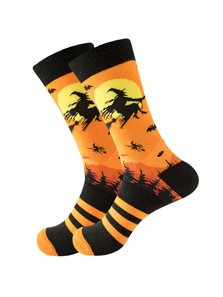 5 Pairs Halloween Skeleton. Alien. Pumpkin Monster Crew Socks
