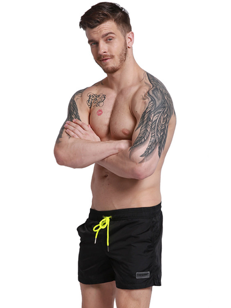 Men's Neon Drawstring Swim Board Shorts