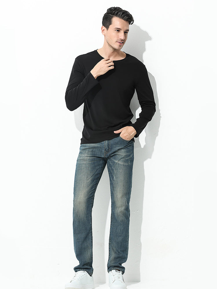 Men's Double-sided Modal Long-sleeved Solid Color T-shirt
