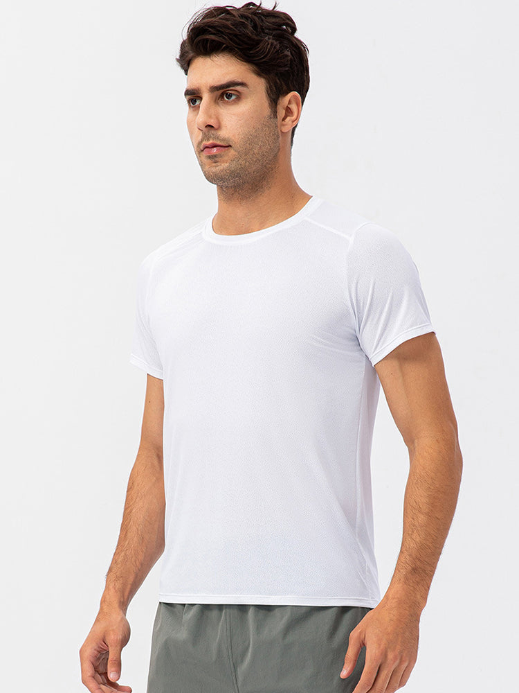 Men's Comfortable Round Collar Breathable Fitness Short Sleeve