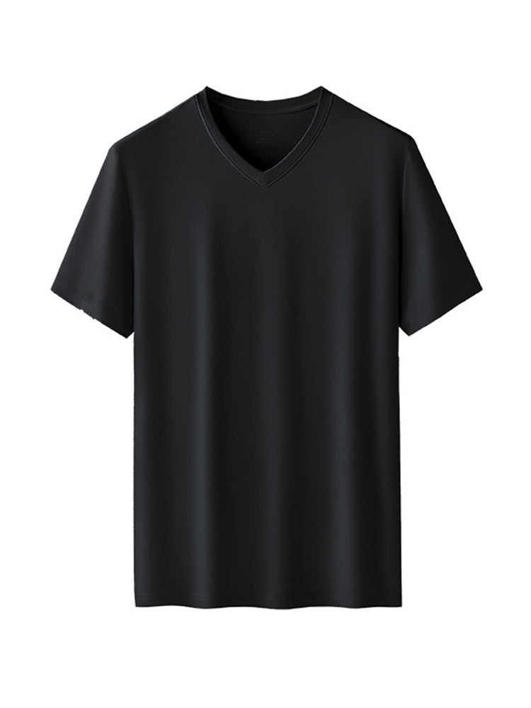 60S Double-Sided Modal Fashion V-neck Men's Solid Color Short-Sleeved T-shirt