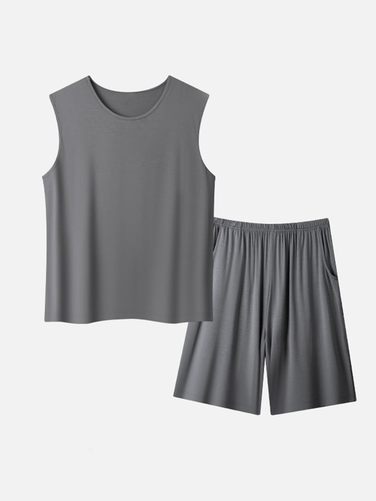 Men's Summer Modal Ice Silk Home Wear Pajama Set