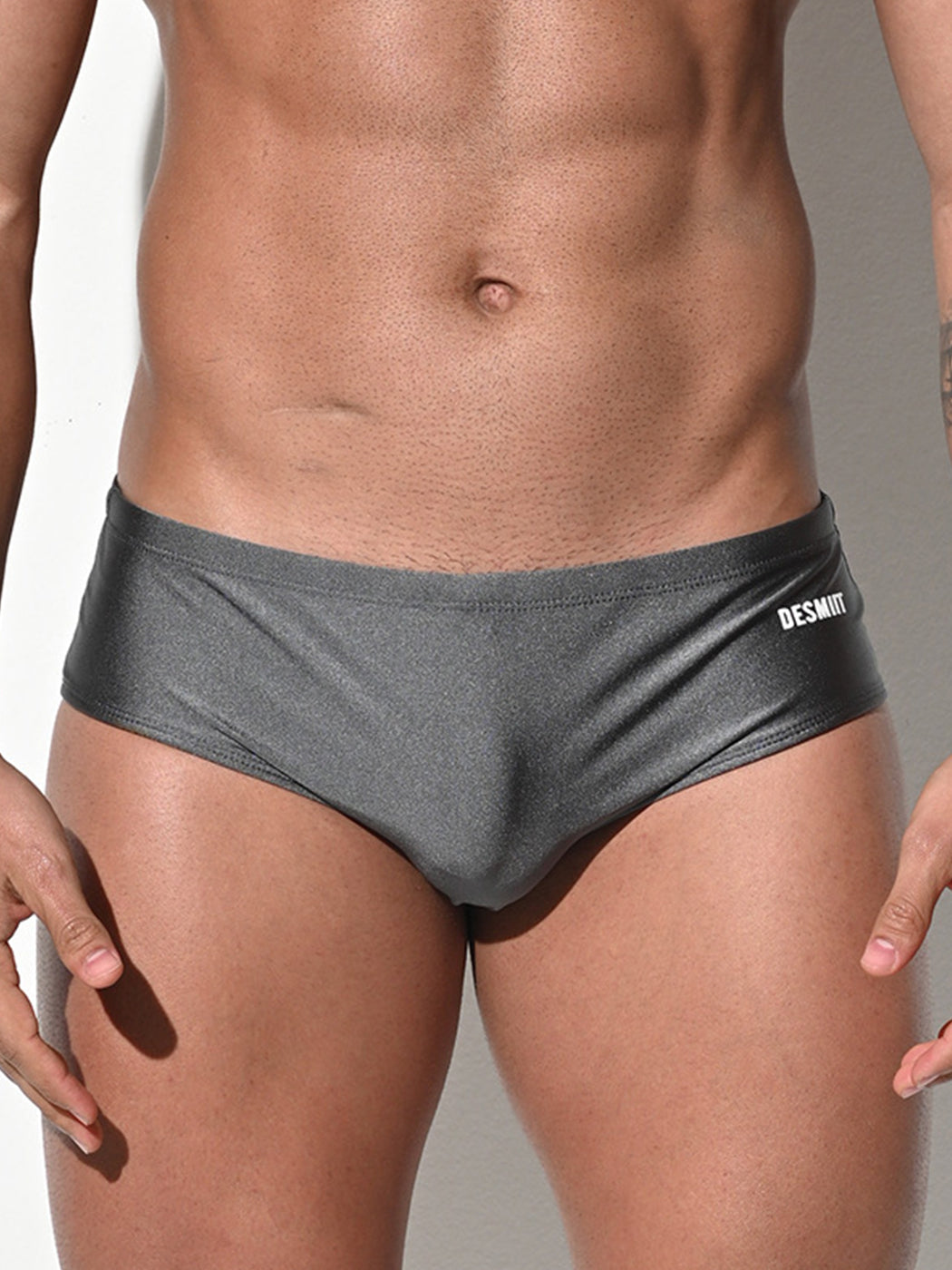 Men's Shiny Solid Color Swim Briefs