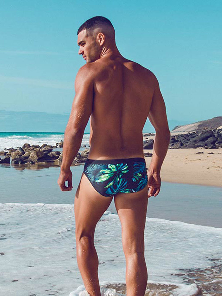 Men's Retro Print Casual Beach Swim Briefs