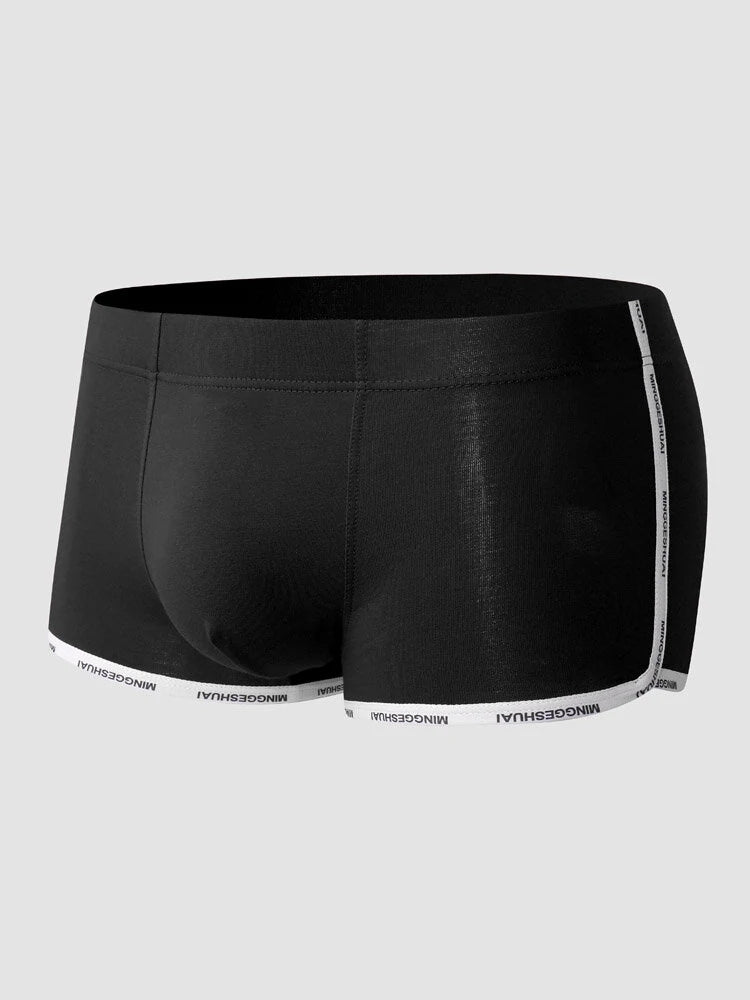 Men's Letter Trim Applique Cotton Trunks