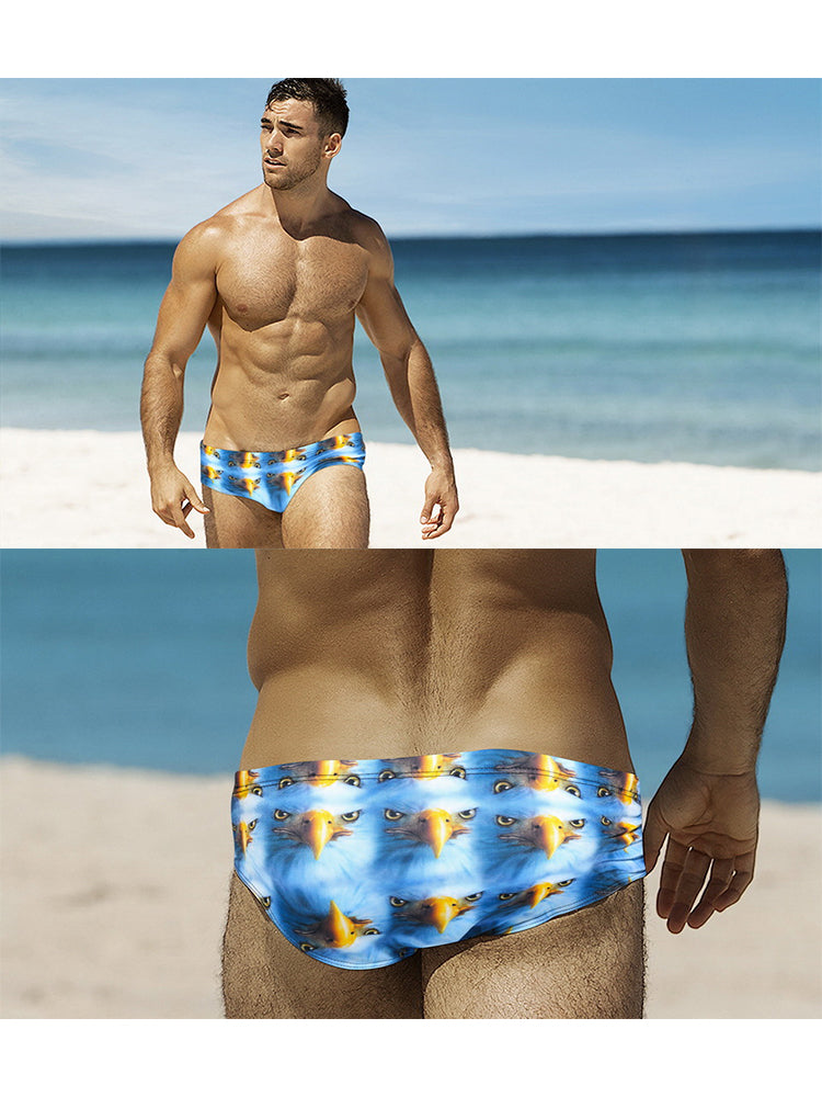 Men's Low-Rise Stylish Print Swim Briefs