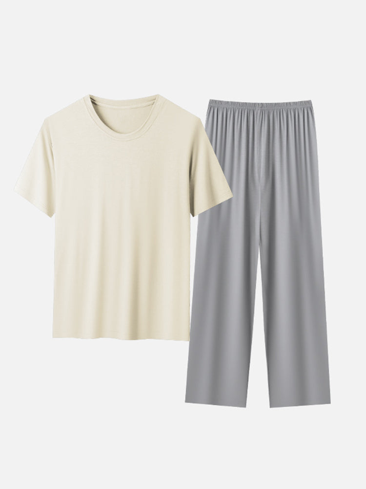 Men's Summer Modal Ice Silk Home Wear Pajama Set
