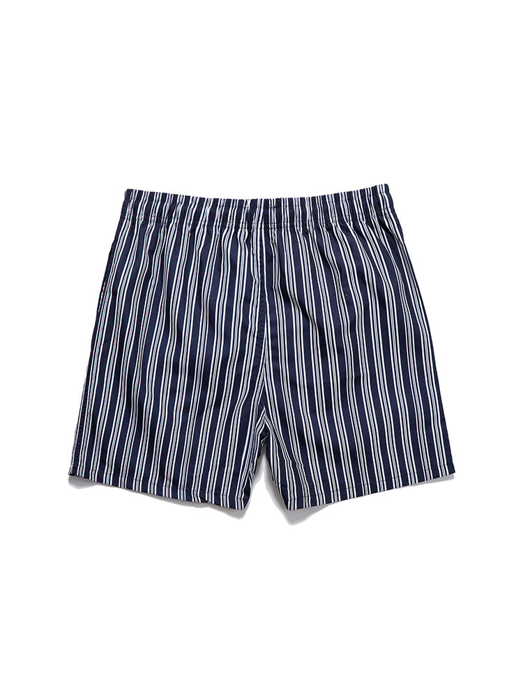 Men's Striped Print Drawstring Board Shorts