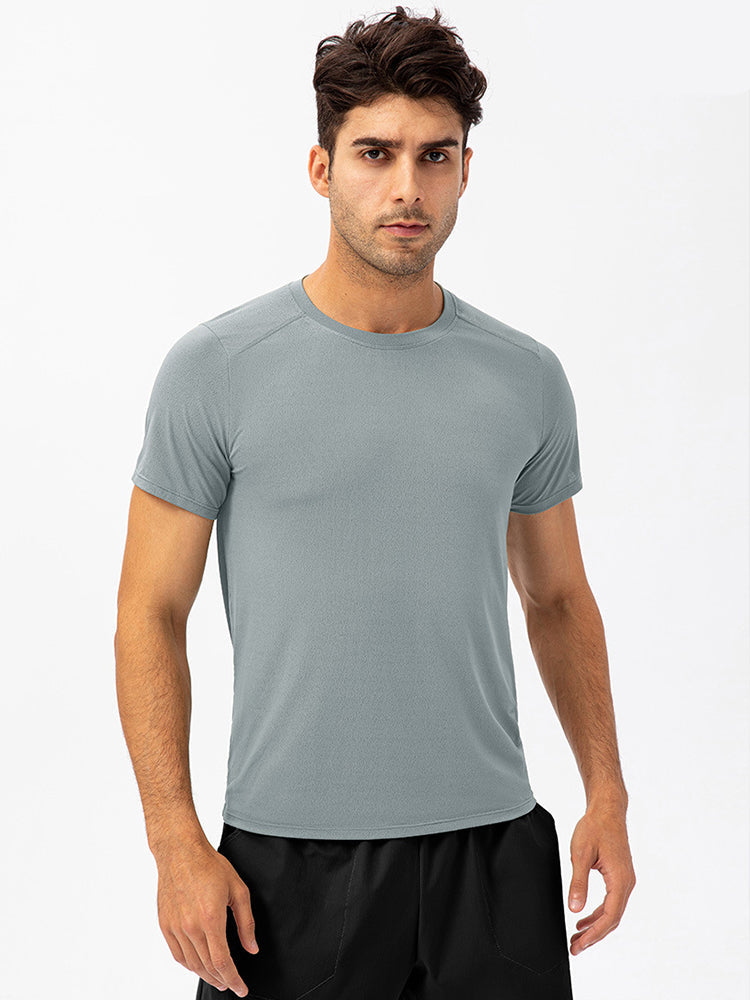 Men's Comfortable Round Collar Breathable Fitness Short Sleeve