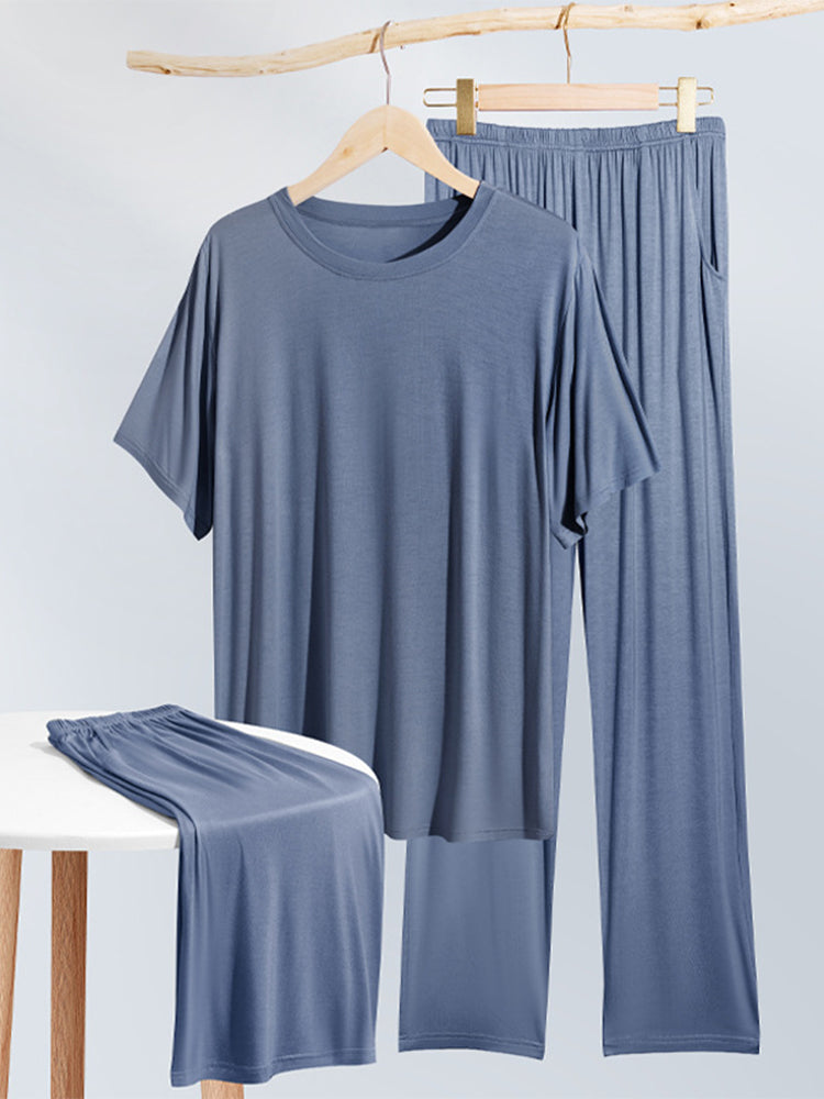 Men's Summer Modal Ice Silk Home Wear Pajama Set