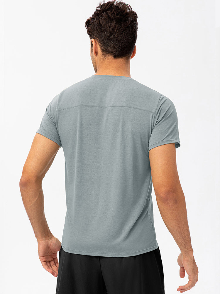 Men's Comfortable Round Collar Breathable Fitness Short Sleeve