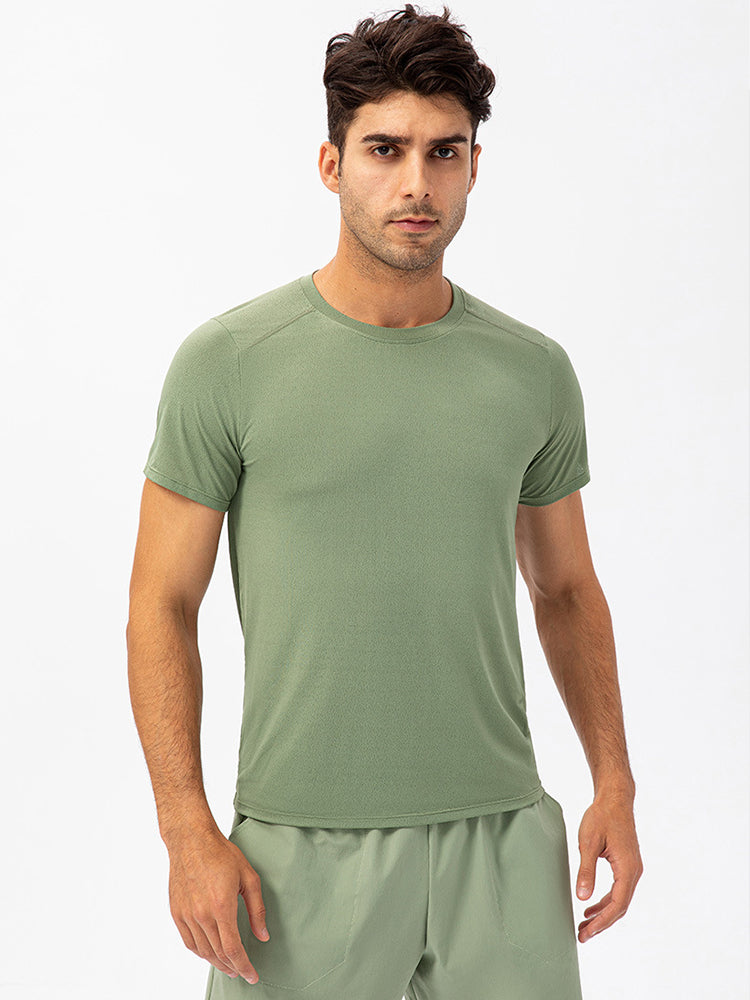 Men's Comfortable Round Collar Breathable Fitness Short Sleeve