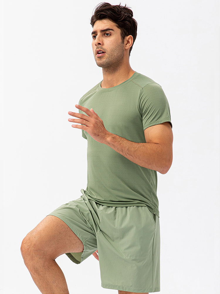 Men's Comfortable Round Collar Breathable Fitness Short Sleeve