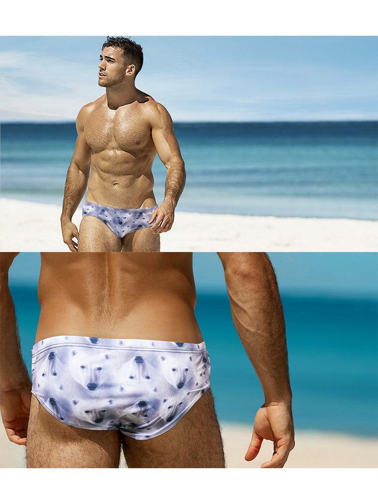 Men's Low-Rise Stylish Print Swim Briefs