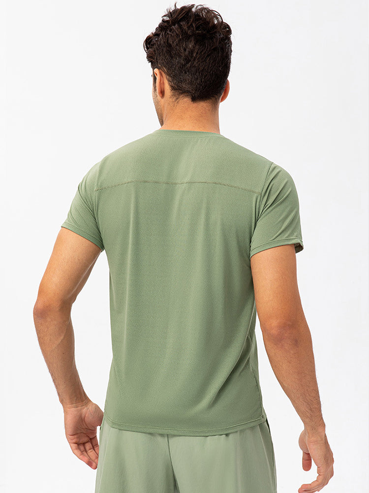 Men's Comfortable Round Collar Breathable Fitness Short Sleeve
