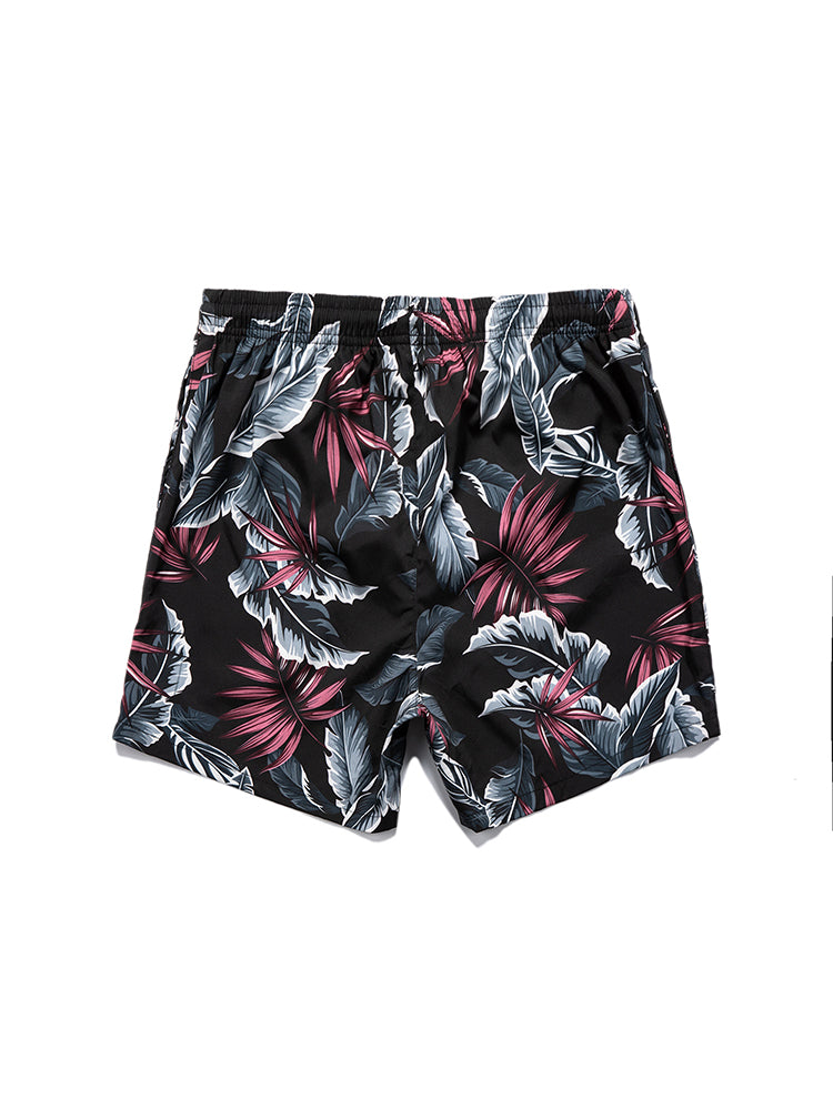 Men's Striped Print Drawstring Board Shorts