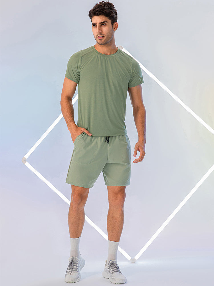 Men's Comfortable Round Collar Breathable Fitness Short Sleeve