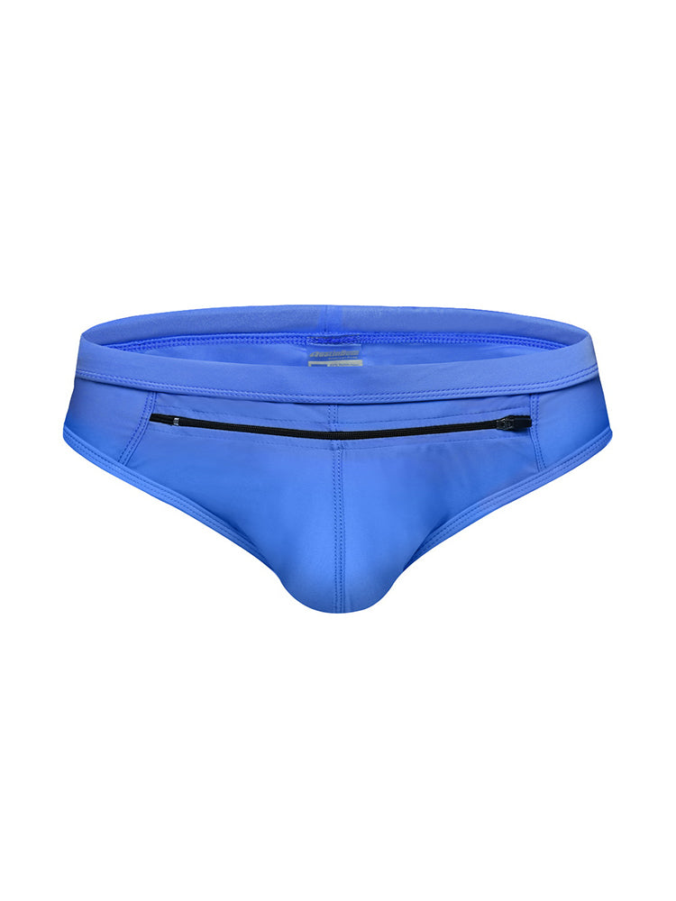 Men's Zippered Pocket Swim Brief And Trunk