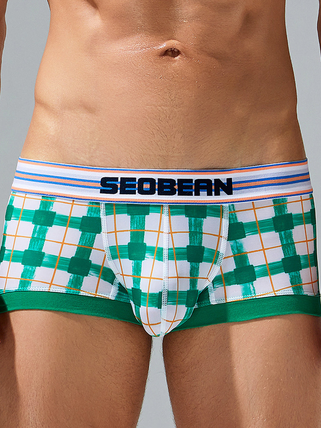 Men's Relaxed Plaid U Pouch Trunks