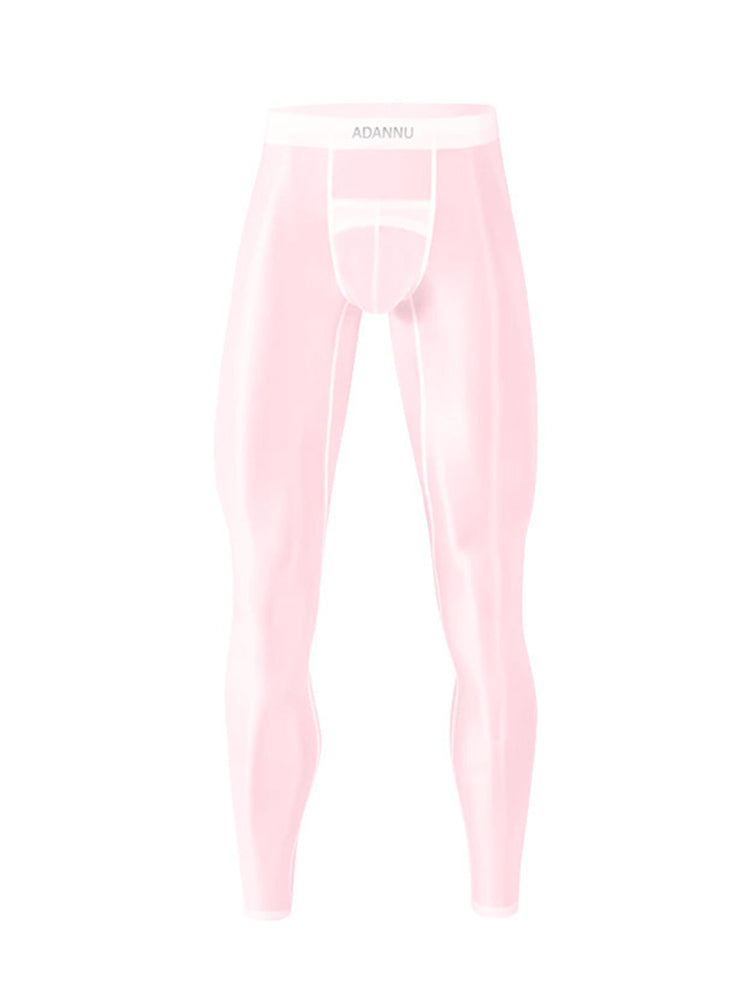 Men's Breathable Semi-transparent Sexy Black Silk Large Pouch Leggings