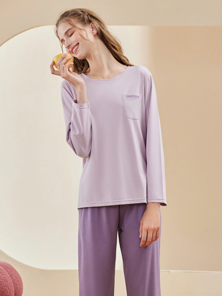 Comfortable Modal Cotton Long Sleeve Couple Pajama Set