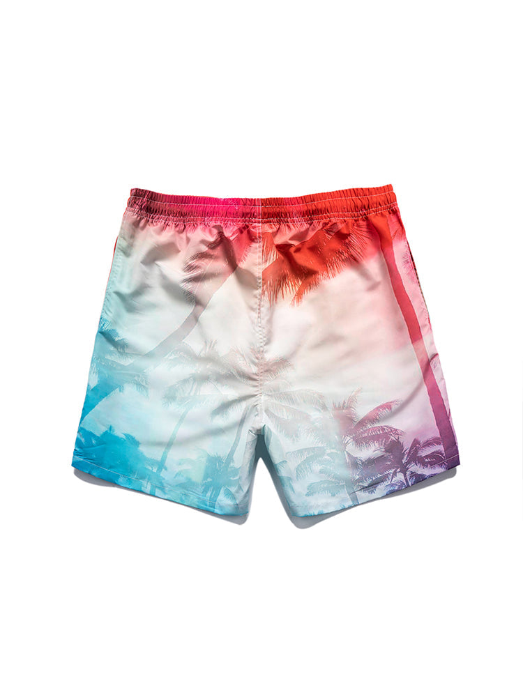 Men's Striped Print Drawstring Board Shorts