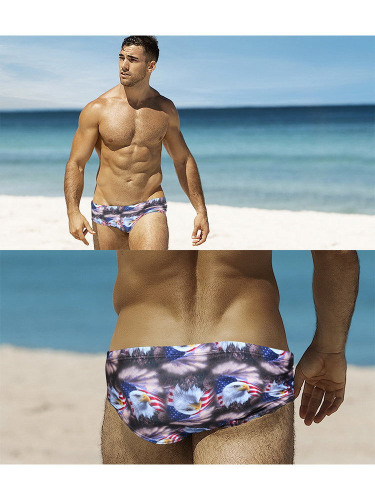Men's Low-Rise Stylish Print Swim Briefs