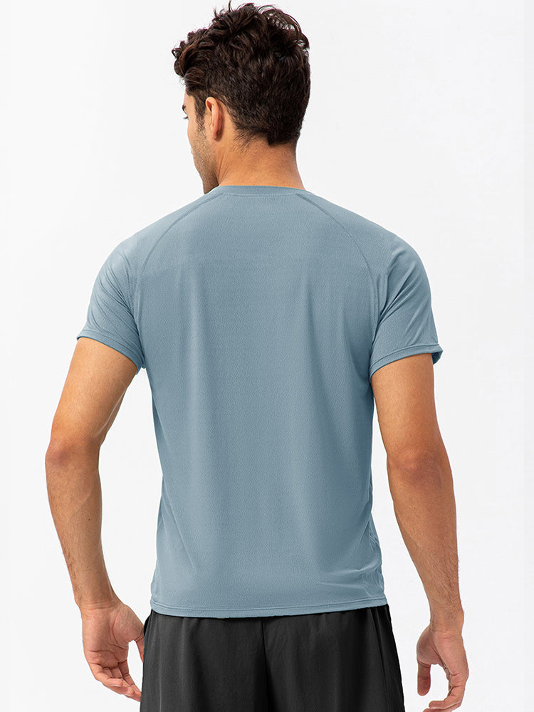 Men's Comfortable Round Collar Breathable Fitness Short Sleeve