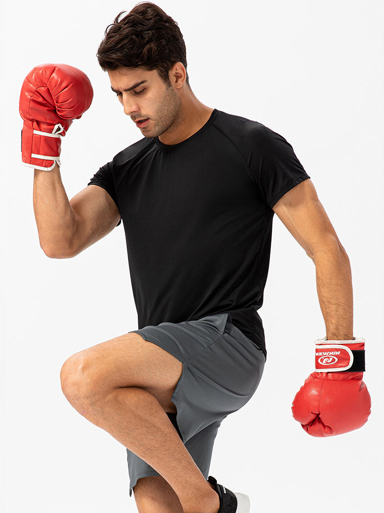 Men's Comfortable Round Collar Breathable Fitness Short Sleeve