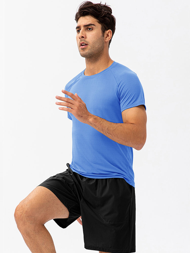 Men's Comfortable Round Collar Breathable Fitness Short Sleeve
