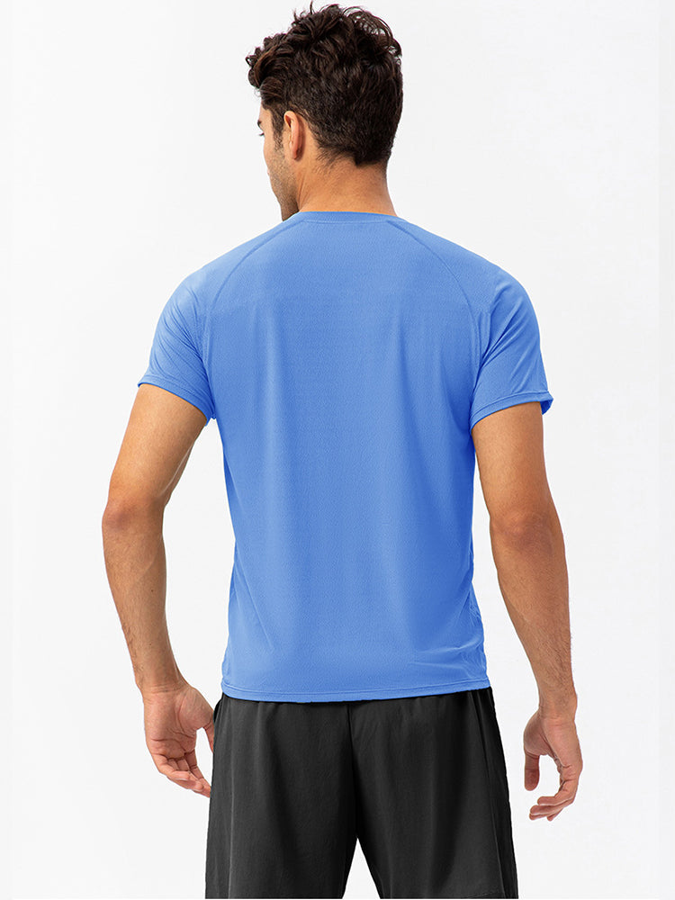 Men's Comfortable Round Collar Breathable Fitness Short Sleeve