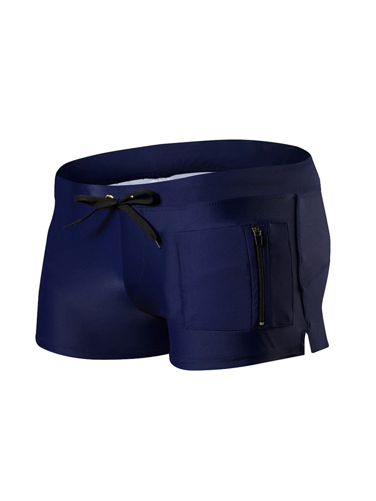 Men's Solid Color Breathable Stretch Swim Trunks