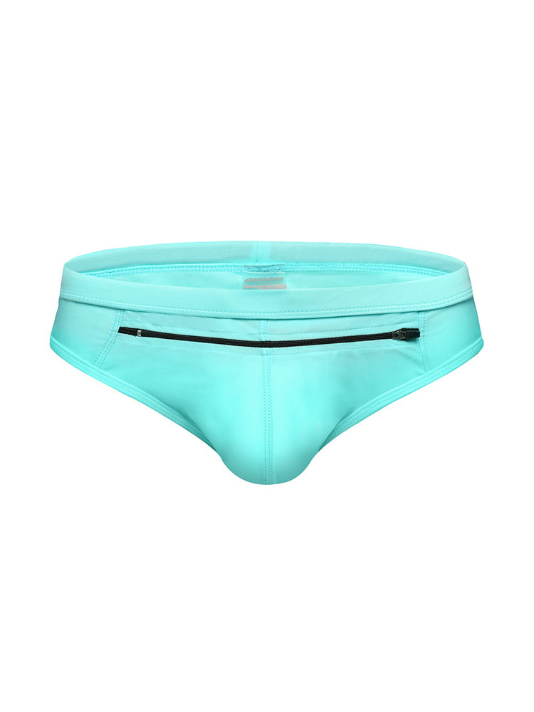 Men's Zippered Pocket Swim Brief And Trunk