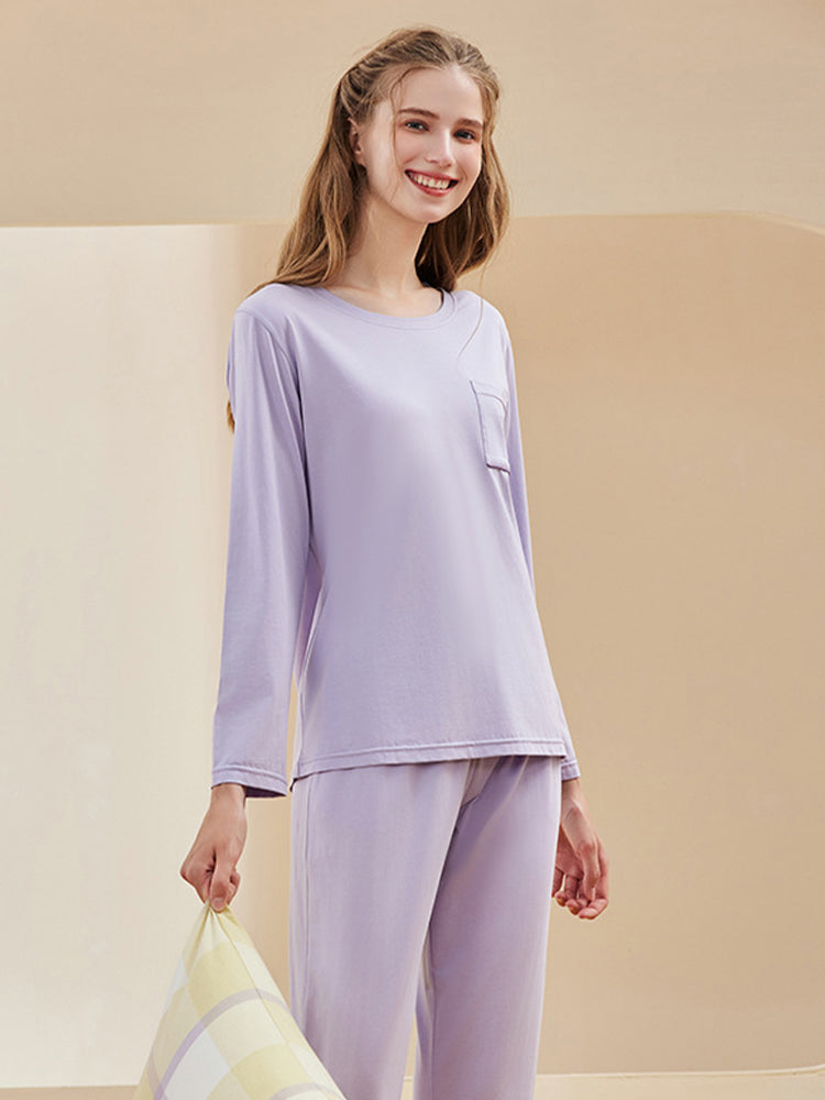 Comfortable Modal Cotton Long Sleeve Couple Pajama Set