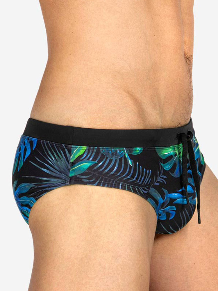 Men's Retro Print Casual Beach Swim Briefs