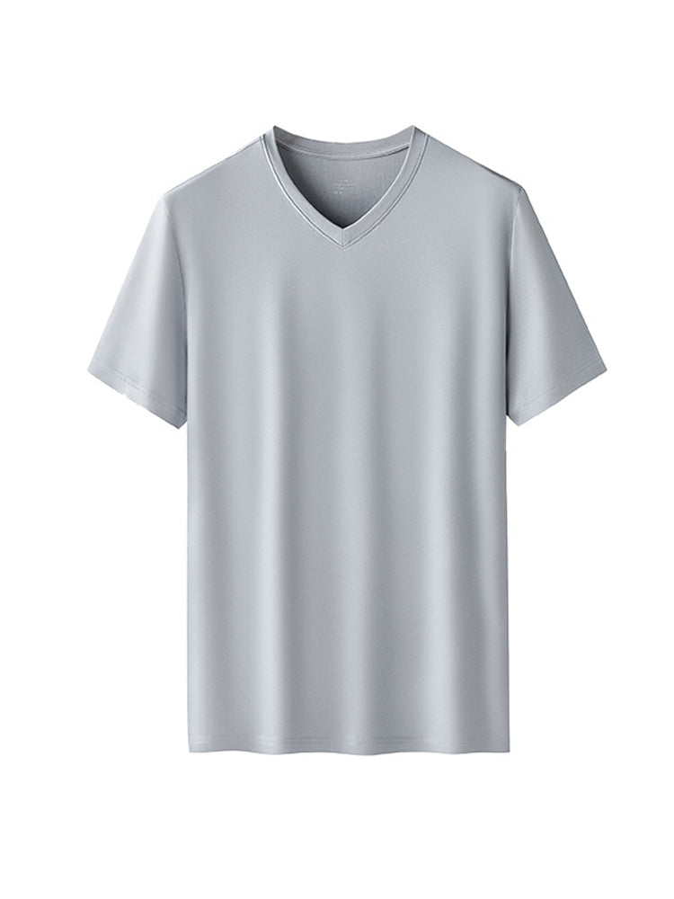 60S Double-Sided Modal Fashion V-neck Men's Solid Color Short-Sleeved T-shirt