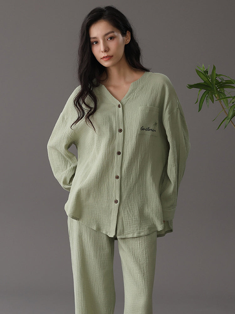 Autumn and Winter Loose Couple Cotton Pajamas Sets