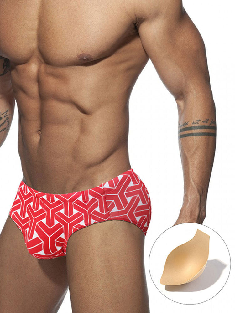 Men's 3D Pouch Printed Fitness Swim Brief