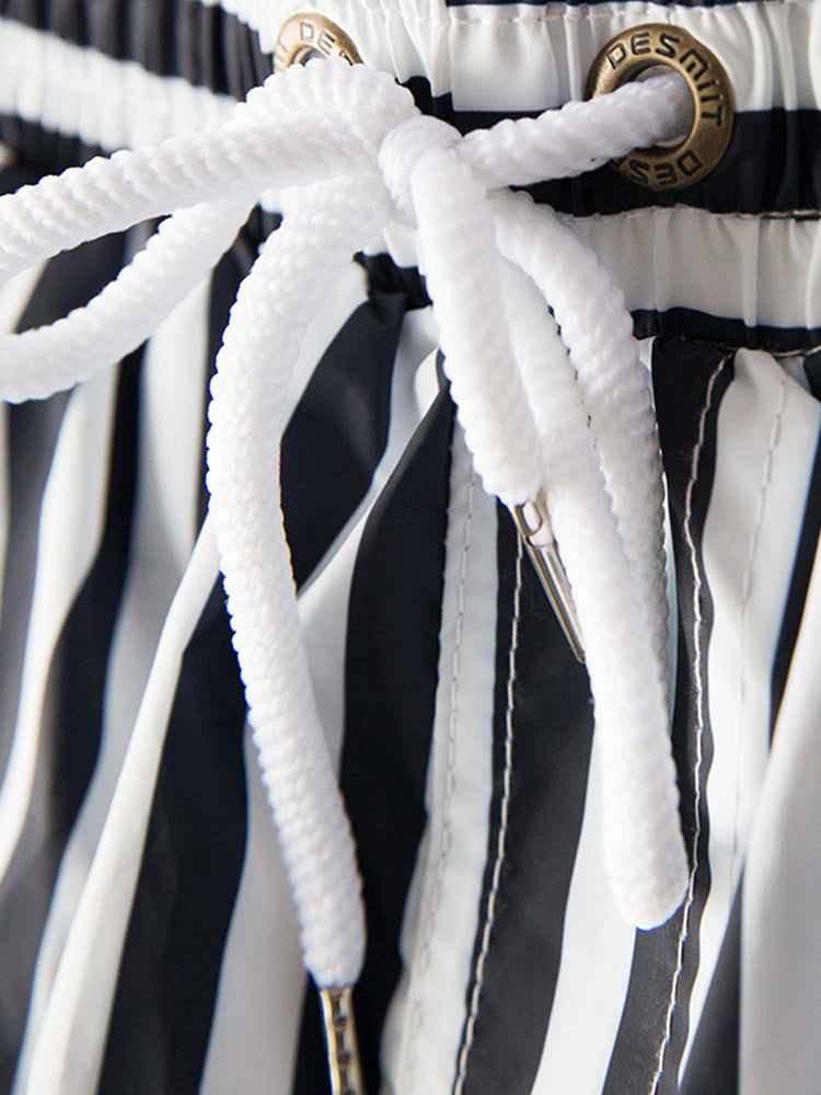 Men's Stripe Drawstring Swim Board Shorts