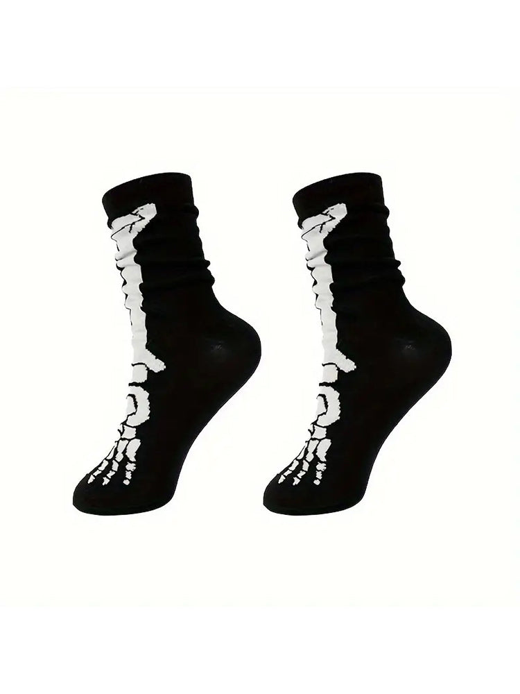 5 Pack Skull Pumpkin Cartoon Print Casual Crew Socks