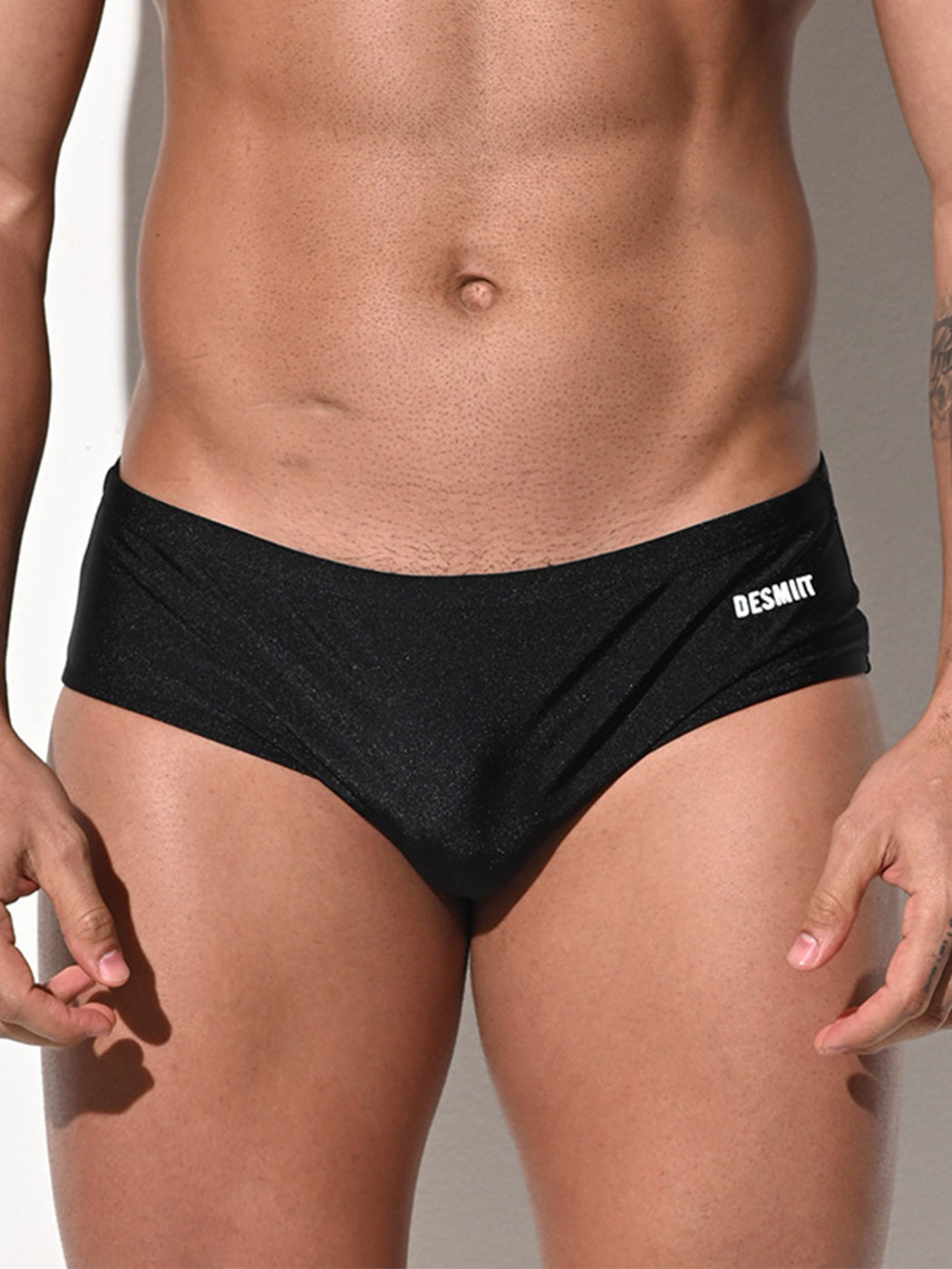 Men's Shiny Solid Color Swim Briefs