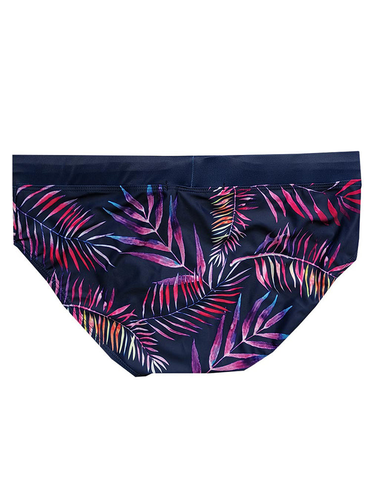 Gradient Leaf Print Men's Swimsuit Briefs