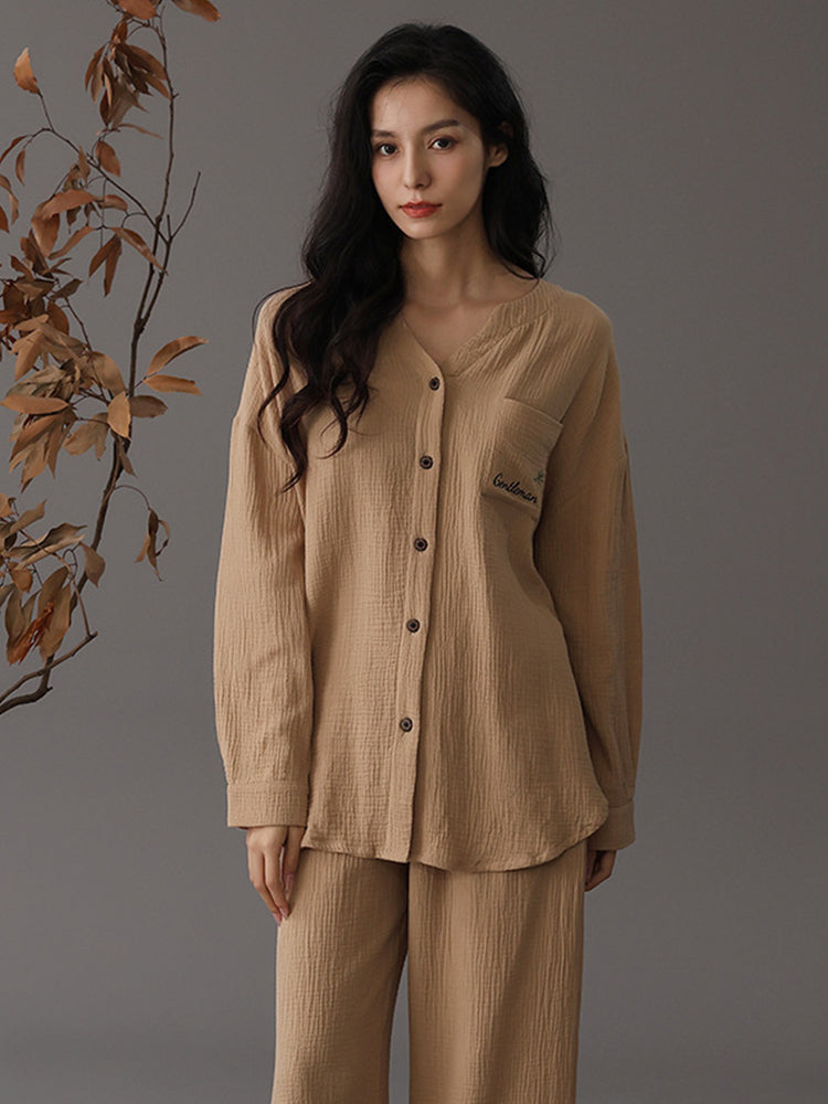 Autumn and Winter Loose Couple Cotton Pajamas Sets