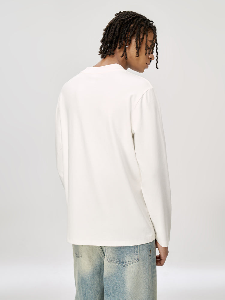 Men's Long-Sleeve Round Neck T-Shirt. Loose and Skin-Friendly Base Layer