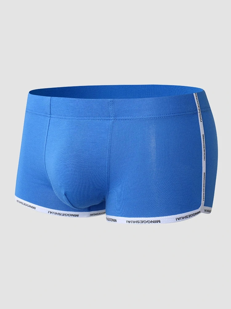 Men's Letter Trim Applique Cotton Trunks