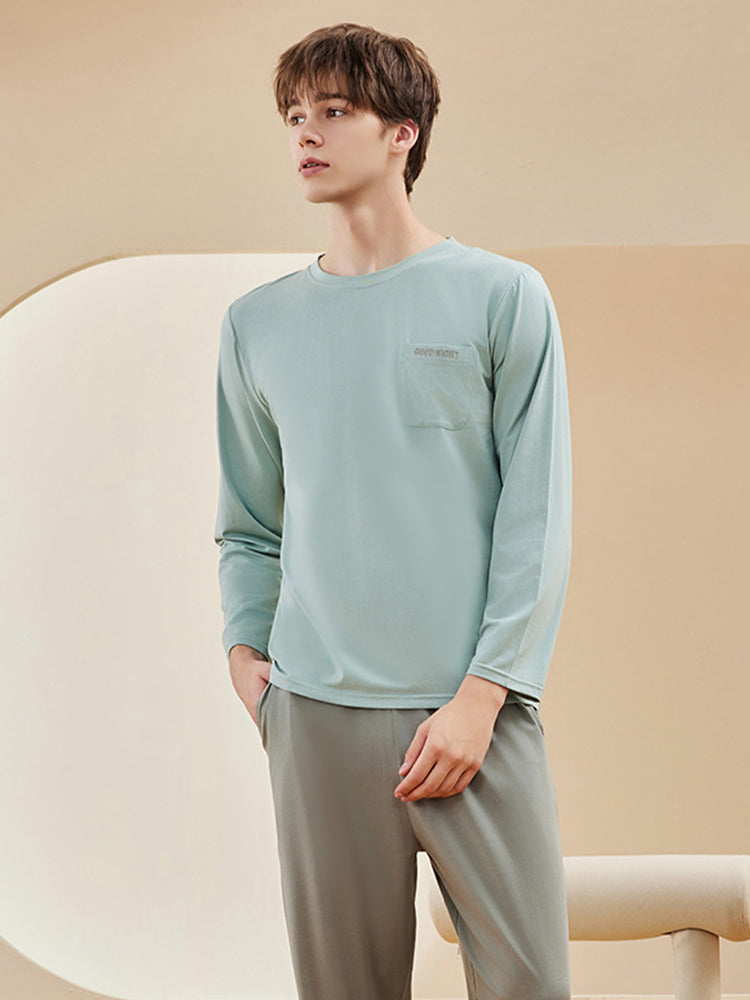 Comfortable Modal Cotton Long Sleeve Couple Pajama Set
