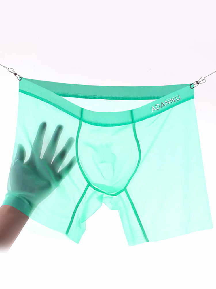 2 Pack Ultra-Thin Breathable Semi-Transparent Pouch Boxers Briefs & Midway Briefs