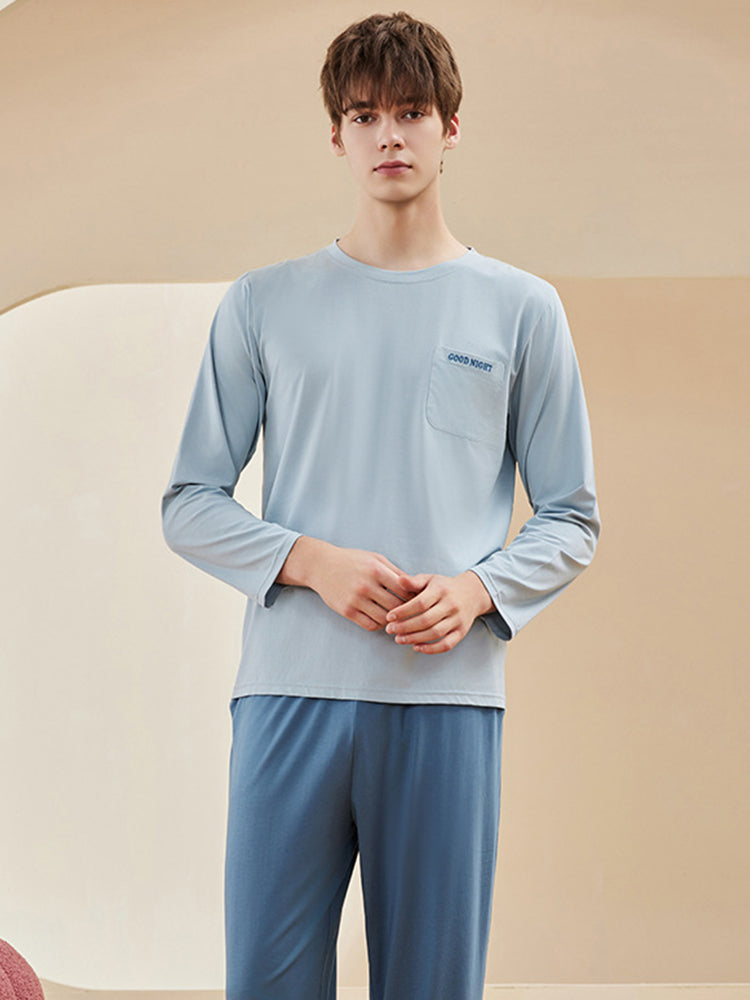 Comfortable Modal Cotton Long Sleeve Couple Pajama Set