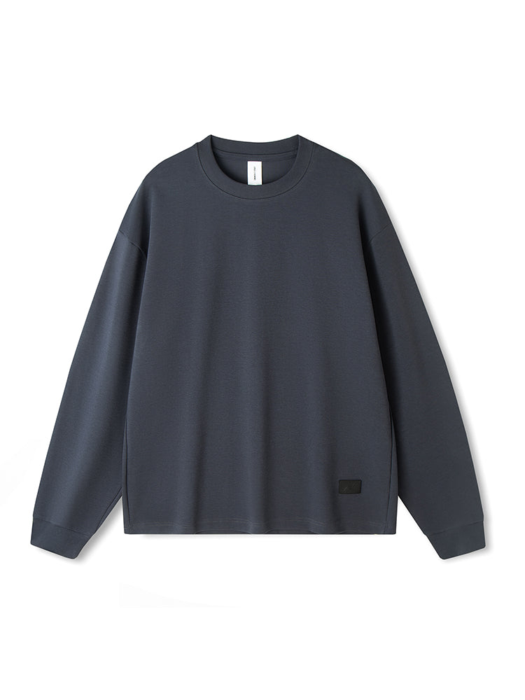 Versatile Long-Sleeve Crewneck Sweatshirt with Small Neckline