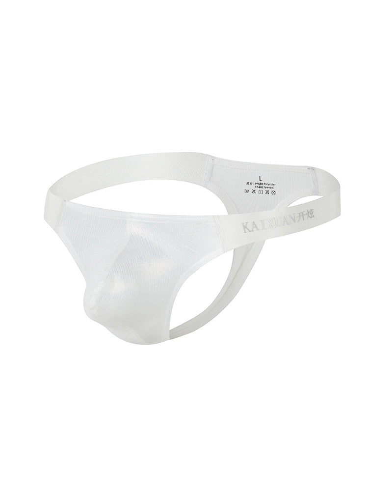 3 Pack Men's Low Waist Transparent Sexy Large Pouch Ice Silk Thong